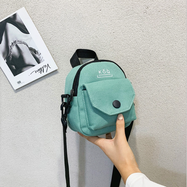 MZ Korean Style Solid Color Canvas Crossbody Phone Bag