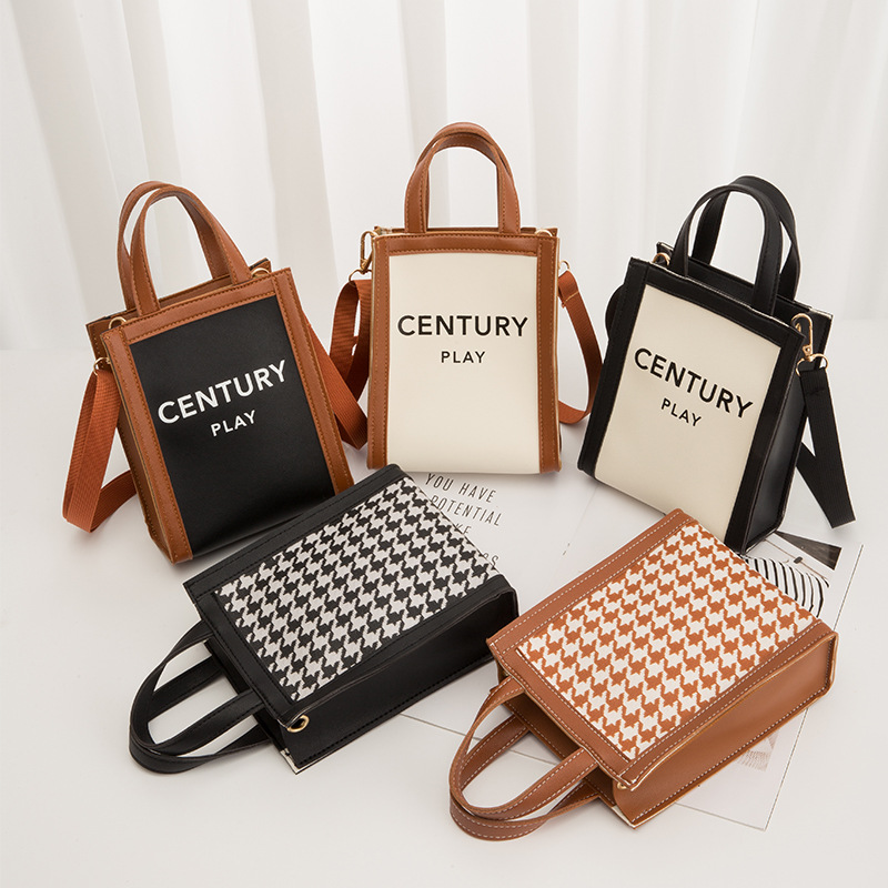 Korean Style Plaid Bucket Crossbody Bag Small Square Shoulder Handbag