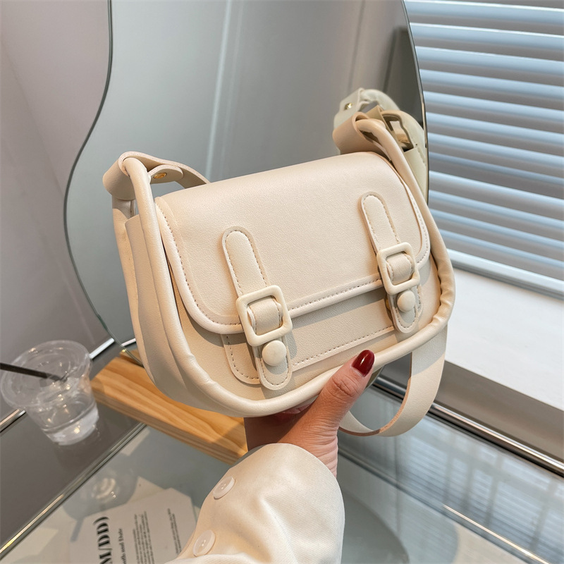 MZ Retro Small Square Women's Bag with Double Belt Design - PU Leather Shoulder Crossbody Bag