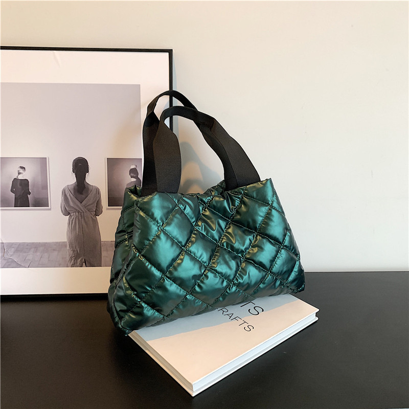 Women's Quilted Padded Tote Bag 2023 Winter Shoulder Underarm Bag