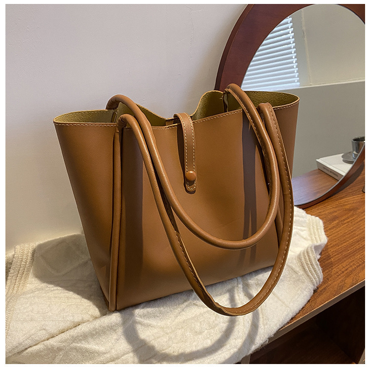 Korean Style Solid Color Tote Bag Set 2023 New Women's Simple Handbag Large Capacity Commuter Fashion Shoulder Bag