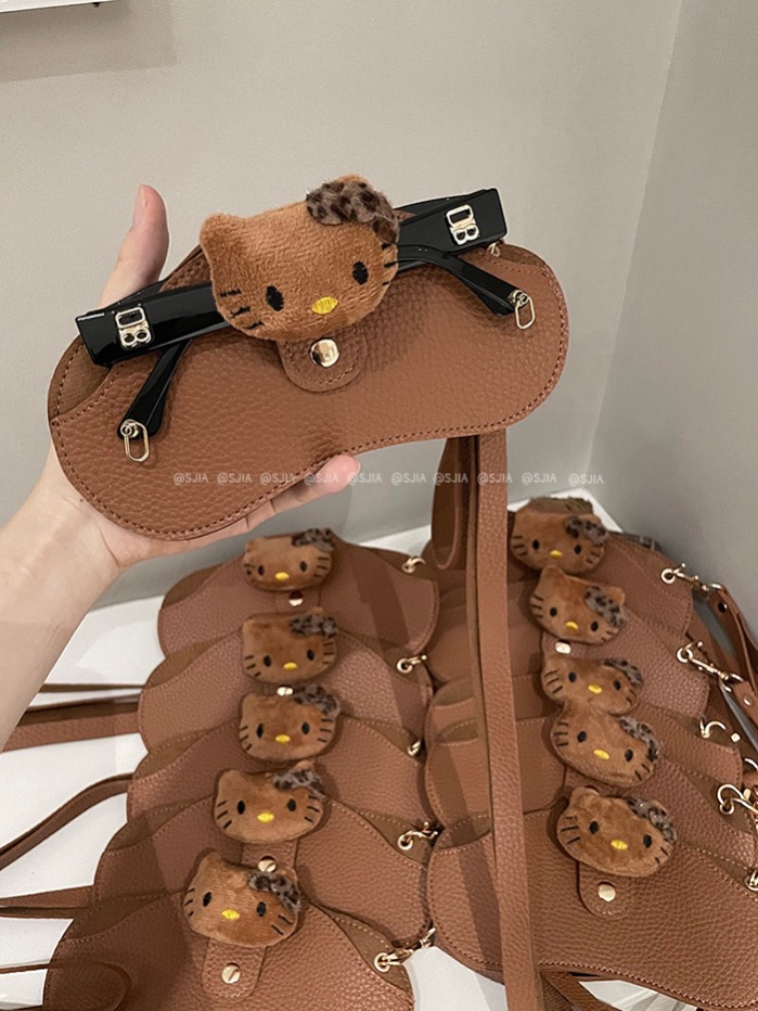 Caramel Cat Glasses Storage Pouch Neck Hanging Bag Handbag